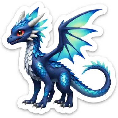 Shiny Blue Colorful Toothless-Trico-Silvally-Fakémon-hybrid-creature (full body)  sticker