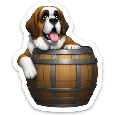 St. Bernard with a barrel sticker