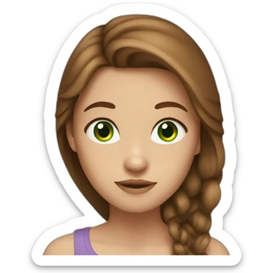 girl with green eyes and long brown hair sticker