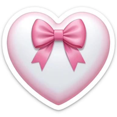white heart with pink bow sticker