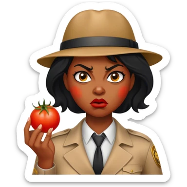 Angry black lady detective tomato  sticker