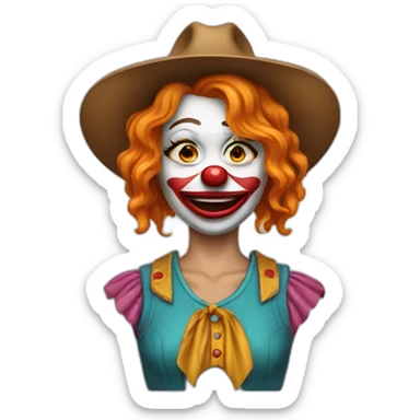 a crying cowgirl clown sticker