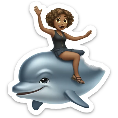 Woman riding dolphin sticker