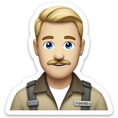 zookeeper with mustache and blue eyes sticker