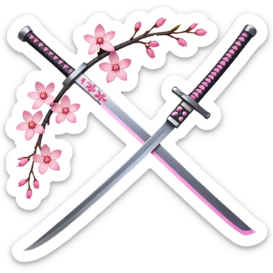 Katana with cherry blossoms  sticker