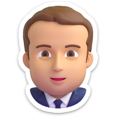 Emmanuel Macron, French president, 3D emoji style sticker