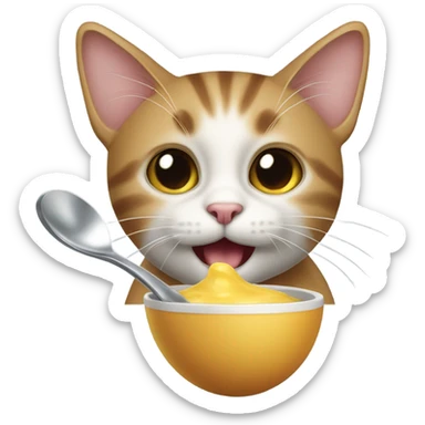 Cat sniffing a spoon sticker