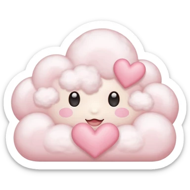 Cloud with pale pink hearts  sticker