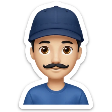 generate a pretty bratz boy wearing a dark blue cap and shirt. 

Mustache- black sticker