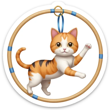 cat doing rhythmic gymnastics with hoop sticker
