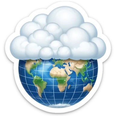 a large cloud with a glowing meridian globe sticker