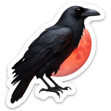 black raven against the backdrop of the red moon sticker