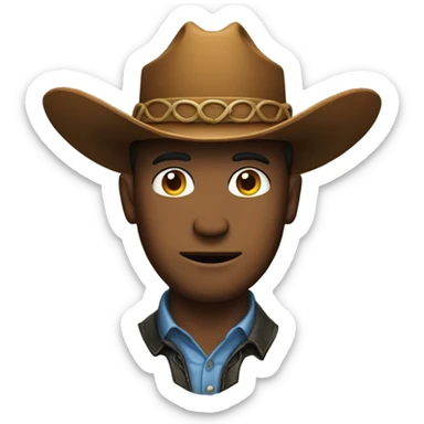 Man with a cowboy hat shaped head sticker