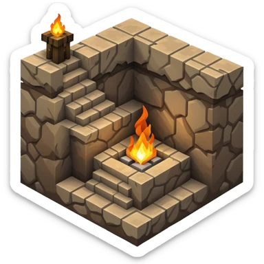 isometric Minecraft mineshaft sticker