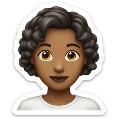 Une fille, cheveux très courts brun yeux noir tache de rousseur sticker