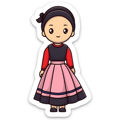 Doll wearing long skirt top  sticker