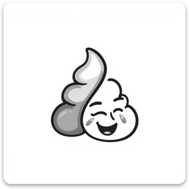 merged emoji of poop emoji, OK hand emoji with light skin tone, and face with tears of joy emoji in cartoon doodle style, all features visible sticker