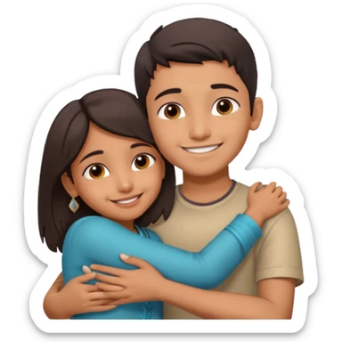 indian boy hugging indian girl from behind... boys hand down near navel of girl... boys head on the shoulder of girl sticker