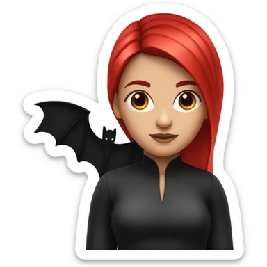 girl split red and black hair, bat red max sticker