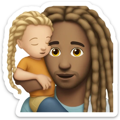 white man with dreads with light skinned baby in arms  sticker