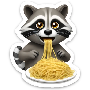Raccoon eating spaghetti sticker