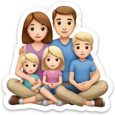 white family with parents and children sitting in a cool relaxed pose sticker