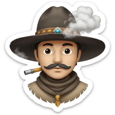 a bandito with smoke covering him sticker