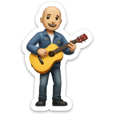 Bald Pinza delivery boy with guitar sticker
