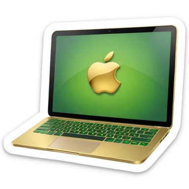 laptop without logotips in golden and green colours sticker