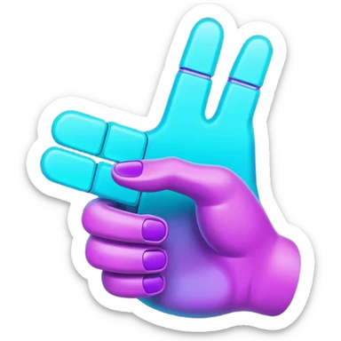futuristic glowing thumbs up, neon purple and cyan light, dark background, digital tech style sticker