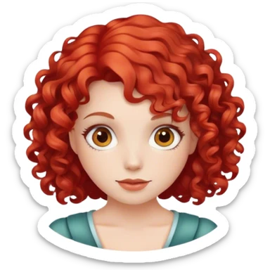 A girl with red curl hair sticker