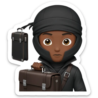 black ninja holding a briefcase sticker