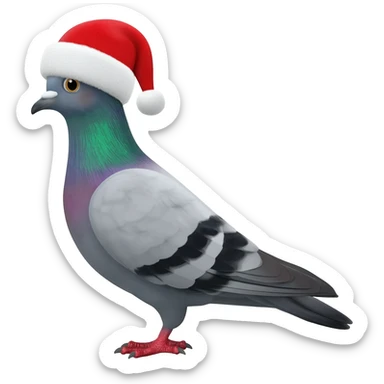 Pigeon with a Santa Claus hat sticker