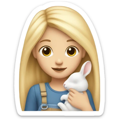 a fair blonde girl holding a small bunny sticker
