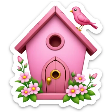 pink bird's house with flower sticker