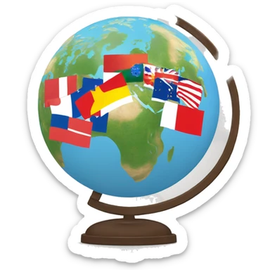 globe avec plusieurs drapeaux sticker