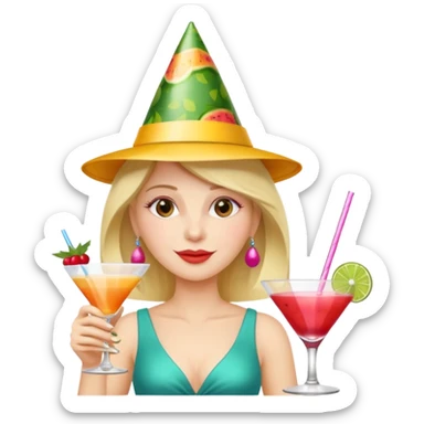 Party girl drinking a fruity cocktail celebrating her 53rd birthday  sticker