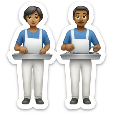 gender neutral person holding traditional weighing scales in each hand sticker