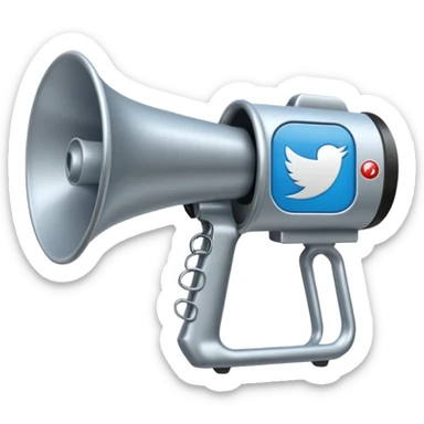 megaphone with social media icons telegram, vk, phone sticker