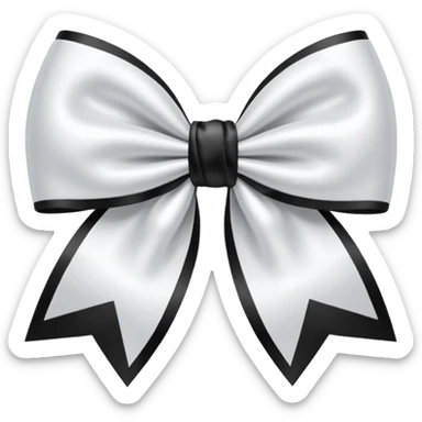 white satin Bow + black bow sticker