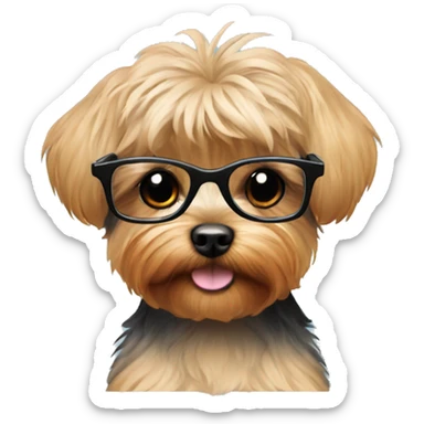 Yorki poo with glasses  sticker
