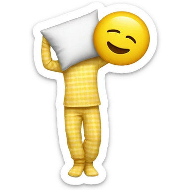 yellow emoji man with pillow head in pajamas sticker