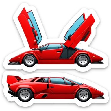Minimalist red Lamborghini Countach, simple clean lines, minimal details, sleek design sticker