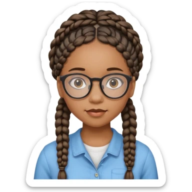 black cute young adult girl with classes and braids sticker