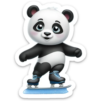 Panda bear ice skating  sticker