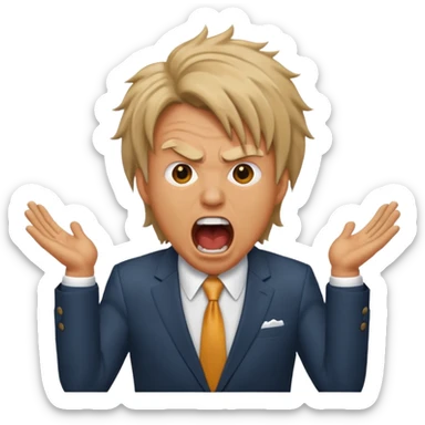 screaming man, with hair, in a suit sticker