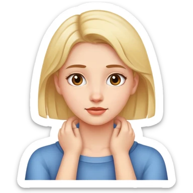 a girl with two hands across her neck sticker