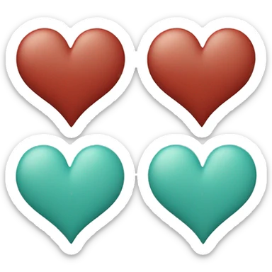 Two hearts: one teal and one red sticker