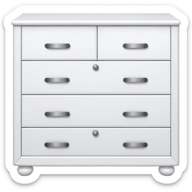 Sleek IKEA-like white 6-drawer chest, one knob per drawer, minimalist and functional sticker