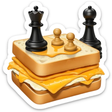 Chess pieces boxing on an egg sandwich sticker